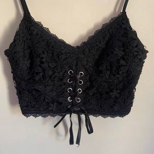 Black Gothic Shein Lace Top Size M